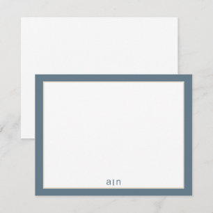 Modern Monogram Stof Blauw Notitiekaartje