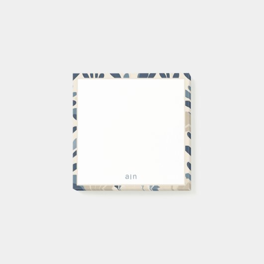 Modern Monogram Stofblauw Post-it® Notes (Voorkant)