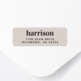 Modern monogram taupe retouradres etiket