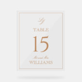 Modern Monogram Terracotta Trouwtafel Nummer Acryl Bord (Voorkant)