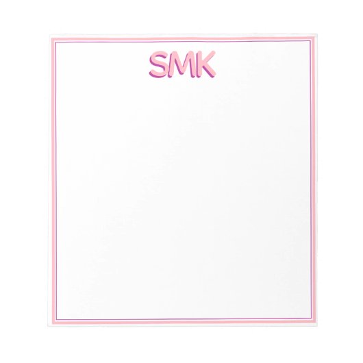 Modern Monogram Trendy Shadow Initialen Stijlvol Notitieblok (Voorkant)