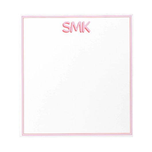 Modern Monogram Trendy Shadow Initialen Stijlvol Notitieblok (Voorkant)