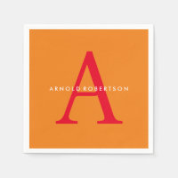 Modern Monogram Trendy Sinaasappel Rood