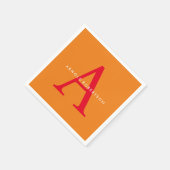 Modern Monogram Trendy Sinaasappel Rood Servet (Hoek)