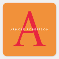 Modern Monogram Trendy Sinaasappel Rood