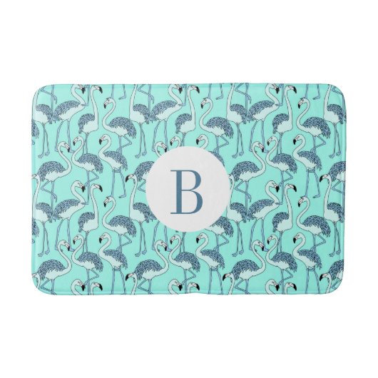 Modern Monogram Tropisch Flamingo patroon Badmat (Voorkant)