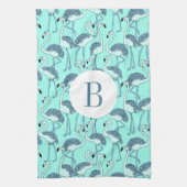 Modern Monogram Tropisch Flamingo Patroon Theedoek (Verticaal)