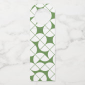 Modern Monogram Trouwgroen Wit MCM patroon Flessenhanger (Achterkant)