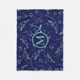 Modern monogram turquoise blauwgroen berry patroon fleece deken
