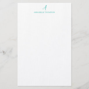 Modern monogram Turquoise Personal Stationery  Briefpapier