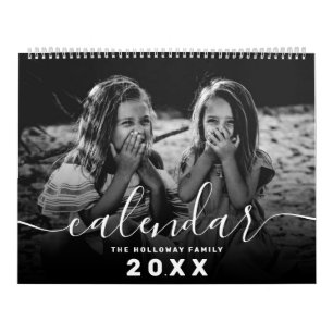 Modern monogram uw gezin 26 foto collage raster kalender