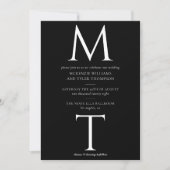 Modern Monogram Vette Initialen Zwart Bruiloft Uit Save The Date (Voorkant)