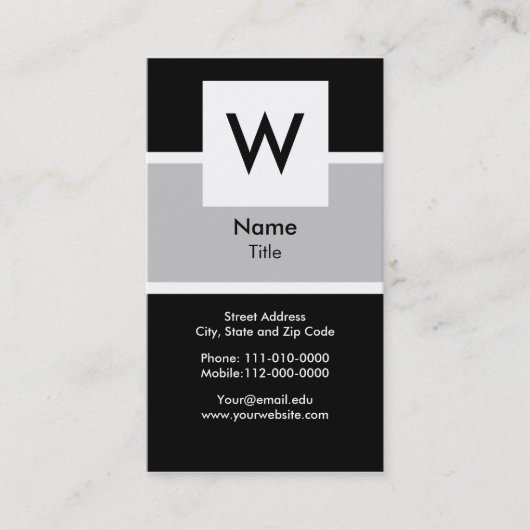 Modern Monogram Visitekaartje (Voorkant)