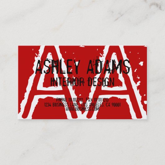 MODERN MONOGRAM VISITEKAARTJE RED (Voorkant)