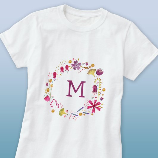 Modern Monogram Waterverf Floral T-shirt