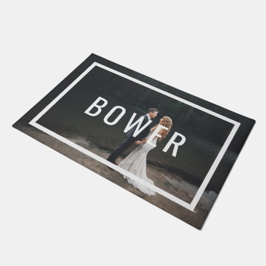 Modern Monogram Weddenschap Foto Doormat Deurmat (Schuin)