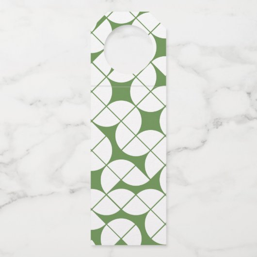 Modern Monogram Weddenschap Groen Wit MCM patroon Flessenhanger (Achterkant)