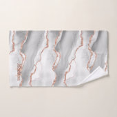 Modern Monogram White Agate Roos Gold Glitter Bad Handdoek (Handdoek)