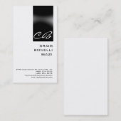 Modern Monogram White Black Plain Visitekaartje (Voorkant / Achterkant)