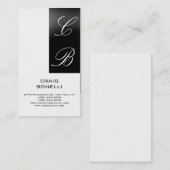 Modern Monogram White Black Plain Visitekaartje (Voorkant / Achterkant)