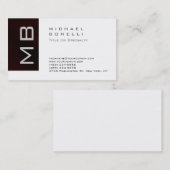 Modern Monogram White Dark Red Visitekaartje (Voorkant / Achterkant)