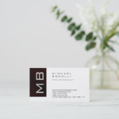 Modern Monogram White Dark Red Visitekaartje (Staand voorkant)