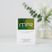 Modern Monogram White Green Abstract Visitekaartje (Staand voorkant)