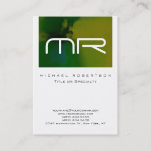Modern Monogram White Green Abstract Visitekaartje