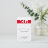Modern Monogram White Stripe Visitekaartje (Staand voorkant)