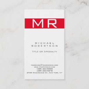 Modern Monogram White Stripe Visitekaartje