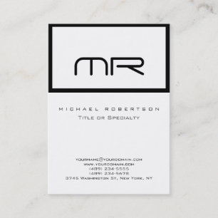 Modern Monogram White Trendy Visitekaartje