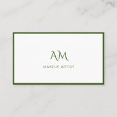 Modern, Monogram, Wit, Groen Visitekaartje (Voorkant)