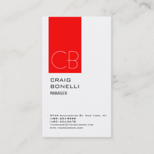 Modern Monogram wit rood aantrekkelijk Visitekaart Visitekaartje