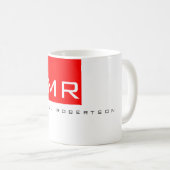 Modern Monogram wit rood minimalistisch plein Koffiemok (Voorkant rechts)