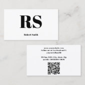 Modern Monogram Wit Visitekaartje (Voorkant / Achterkant)