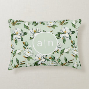 Modern Monogram Witte Magnolia Accent Kussen