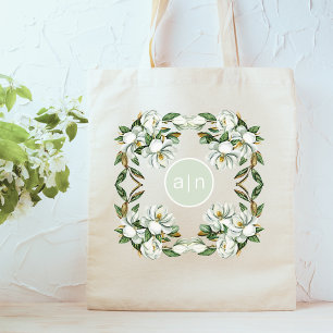 Modern Monogram Witte Magnolia Tote Bag