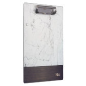 Modern Monogram Wood White Marble Klembord (Rechts)