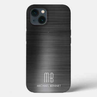 Modern Monogram zwart iPhone 13 Hoesje