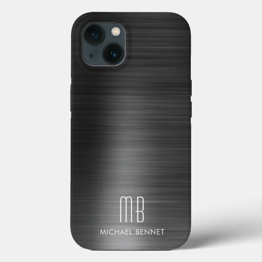 Modern Monogram zwart Case-Mate iPhone Case (Achterkant)