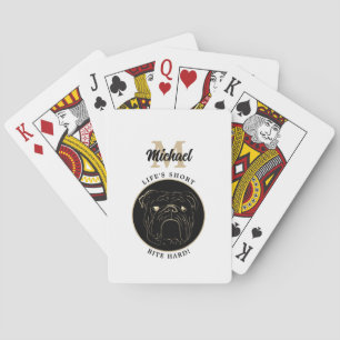 Modern Monogram Zwart en Wit Pokerkaarten