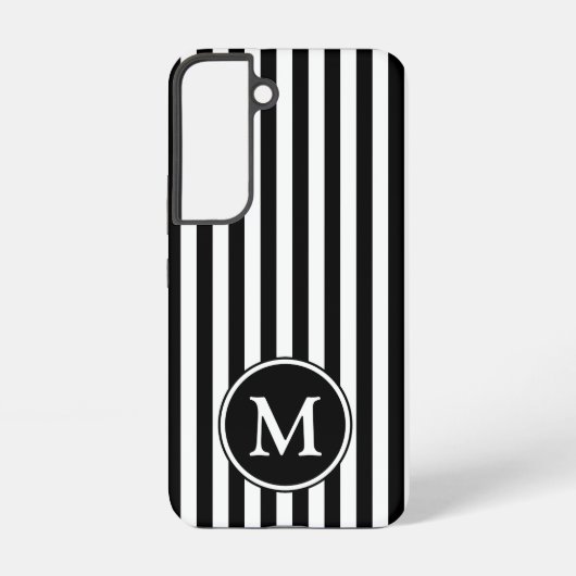 Modern Monogram Zwart En Wit Strepen Samsung Galaxy Hoesje (Achterkant)