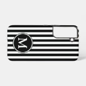 Modern Monogram Zwart En Wit Strepen Samsung Galaxy Hoesje (Achterkant horizontaal)