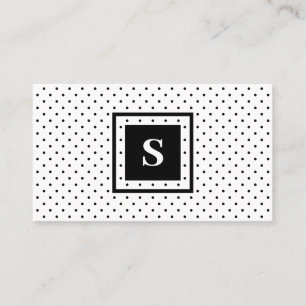 Modern Monogram Zwart op Witte Polka Dot Patroon Visitekaartje