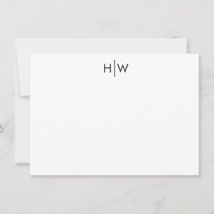 Modern Monogram Zwart Platte Nota Kaart Notitiekaartje