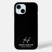 Modern Monogram Zwart Professioneel Chic Case-Mate iPhone Case (Achterkant)