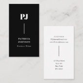 Modern Monogram Zwart Professioneel Visitekaartje (Voorkant / Achterkant)