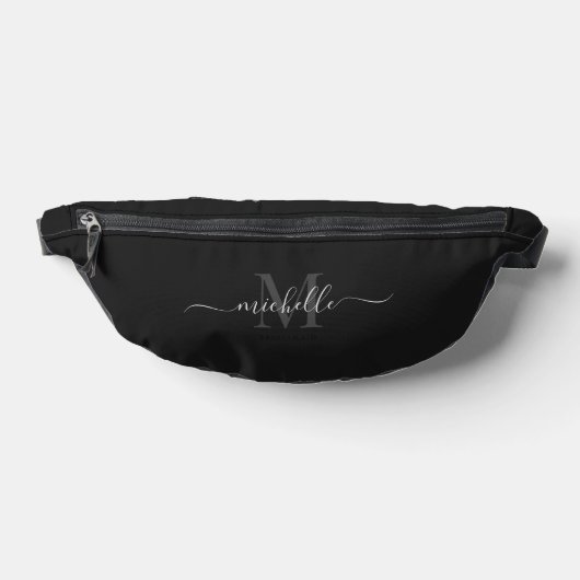 Modern Monogram Zwart Script Heuptasje (Liggend)
