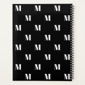 Modern monogram zwart wit custom initiaal planner (Achterkant)