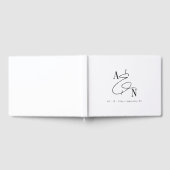 Modern Monogram Zwart Wit Elegant Bruiloft Gastenboek (Volledig)